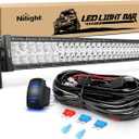 Nilight LED Light Bar 32Inch 180W Spot Flood Combo Led Off Road Lights 12V 5Pin Rocker Switch LED Light Bar Wiring Harness Kit (ZH079), Clear,White