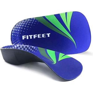 RooRuns FitFeet Orthotic Inserts 3/4 Length, High Arch Support Foot Insoles for Over-Pronation, Plantar Fasciitis, Flat Feet - Shoe Inserts for Walking, Running Men and Women, M