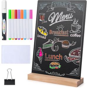 ONUPGO 8 x12 Inch Tabletop Chalkboard Sign with Base Stand, Menu Chalk Board Sign Store Food Signs, Message Boards for Party, Wedding, Tables Decoration, Bar and Restaurant
