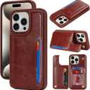 iCoverCase Compatible with iPhone 15 Pro Max Wallet Phone Case with Card Holder for Women Men, [RFID Blocking] Card Slots PU Leather Protective Wallet Case 6.7 Inch (Dark Brown)