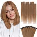Hairro 6PCS 6 Clips In Short Hair Extensions Remy Real Human Hair Clip Ins Mini Clip On Hairpin Hairpieces For Women 31g 10 Inch #06 Light Brown