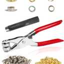 150Pcs 1/2 Inch Grommet Tool Kit, Grommet Kit, Eyelet Kit with Leather Hole Punch Pliers, 150 Metal Eyelets and Grommets in Gold and Silver for Leather, Shoes, Fabric, Belt