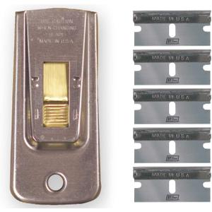 IVY Classic 11156: Razor Blade Scraper, 1 Pack, with 5 High Carbon Steel Blades, Made in USA