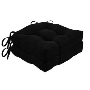 Chase Black Solid Tufted Chair Seat Cushion Chair Pad (Set of 2), 19x19 