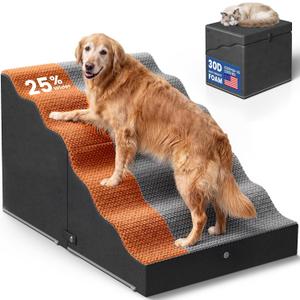 Dog Stairs for Bed Up to 90 lb - Large Dogs Pet Steps & Ottoman
Extra-Wide 5 Step Foam Dog Stairs Ramp For High Beds & Large Small Dogs Cats Senior Pets, CertiPUR-US, Ottoman Up To 120 lb