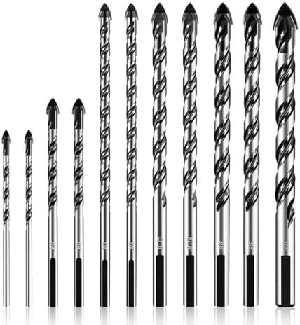 amoolo Masonry Drill Bits Set?11 Piece?,Premium Concrete Drill Bit Set for TILE, BRICK, CEMENT, CONCRETE, GLASS, PLASTIC, CINDERBLOCK, WOOD etc, Set of 2