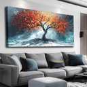WLWBINTING Large Canvas Wall Art for Living Room Bedroom Wall Decor Tree of Life Painting Red Tree Abstract Pictures Modern Vintage Art Prints Nature Landscape Artwork Hallway Home Office Decoration
