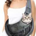 Cat Sling Carrier, Soft Cat Carrier Pouch for Cats Under 11 lbs with Adjustable Strap, Breathable Mesh Cat Bag for Nail Trimming Vet Visits Car Travel Outdoor (Dark Gray)