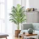 5ft Artificial Palm Tree Indoor Plant Tall Fake Tropical Paradise Palm Tree in Pot with Real Bark Design Faux Areca Palm Tree for Home Office Living Room Bedroom Farmhouse Modern Decor 1pcs