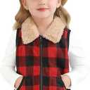 Toddler Girls Boys Fleece Vest Winter Warm Clothes Buffalo Plaid Christmas Jacket Kids Puffer Quilted Gilet Coat (2T, Red-Black Plaid)