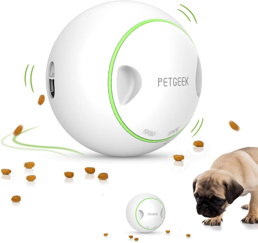 PETGEEK Automatic Treat Dispensing Dog Toys, Interactive Chase and Adjustable Treat Puzzle Ball for Small & Medium Dogs