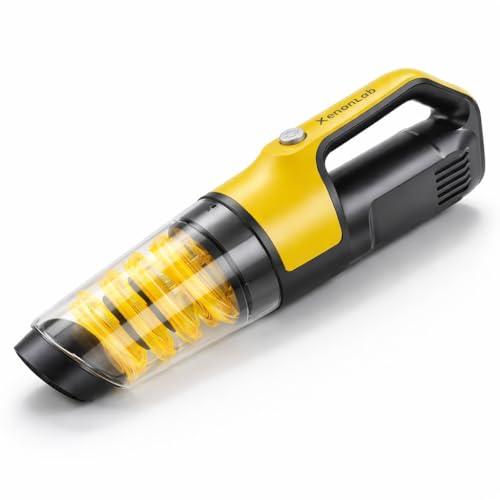 XenonLab Handheld Vacuum Cordless 1.1 Pounds Car Vac 10000PA Hand Held Vacuums 4-in-1 Hand Vac Cordless Rechargeable HEPA Filter Large Capacity Dust Cup for Car Office Home Pets Hair (Butter Yellow)