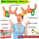 Christmas Games for Family Party, 4 Pack Inflatable Reindeer Antler Ring Toss Game Great Christmas Games for Adults and Kids