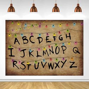Lofaris Backdrop Rustic Alphabet Colorful Lights Background Kids Birthday Baby Shower Party Decor Cake Table Banner Photo Booth Props Cake Table Banner 6x4ft