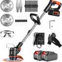 Weed Wacker Cordless, Electric Weed Eater & Lawn Edger - 21V Battery Powered Grass Trimmer 3-in-1 Stringless Grass Trimmer/Edger/Brush Cutter with 2×4.0Ah Batteries (Orange B)