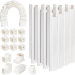 GUEQUITLEX 3" W 16.1 Ft Line Set Cover Kit for Mini Split Air Conditioner Decorative PVC Line Cover Kit for Central Air Conditioner Mini Split AC Cover for Outside Heat Pumps Tubing Cover (3" Line Cover Kit-16.1-ft)