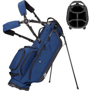 Dragon Tiger Vista 5-Way Lightweight Golf Stand Bag | 10-pocket storage with dual cooler pockets, full-length dividers, self-balancing straps, water-repellent nylon, 5.07 lb, Navy