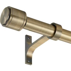Antique Bronze Curtain Rods for Windows 16 to 86 Inch, 1 Inch Diameter Blackout Curtain Rod with Aluminum Cylinder Finials and Full Surround Brackets, Drapery Rod for Wall and Ceiling Mount