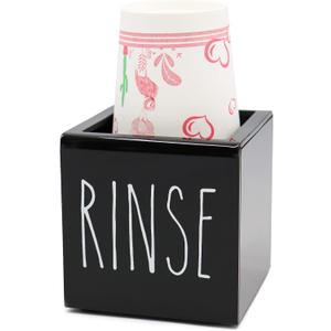 Black Acrylic Dixie Cup Dispenser, Disposable Paper Cup Dispenser Storage Holder, 3/5 oz Dixie Cup Holder, Bathroom Paper Cup Rinse Organizer, Disposable Cup Caddy, Water Dispenser Cup Holder (1 Compartment)