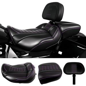 Driver Passenger Solo Seat Backrest Kits Compatible With For Harley Touring Street Road Glide FLHX FLTRX ST 2024 2025 2026 (Black Purple)