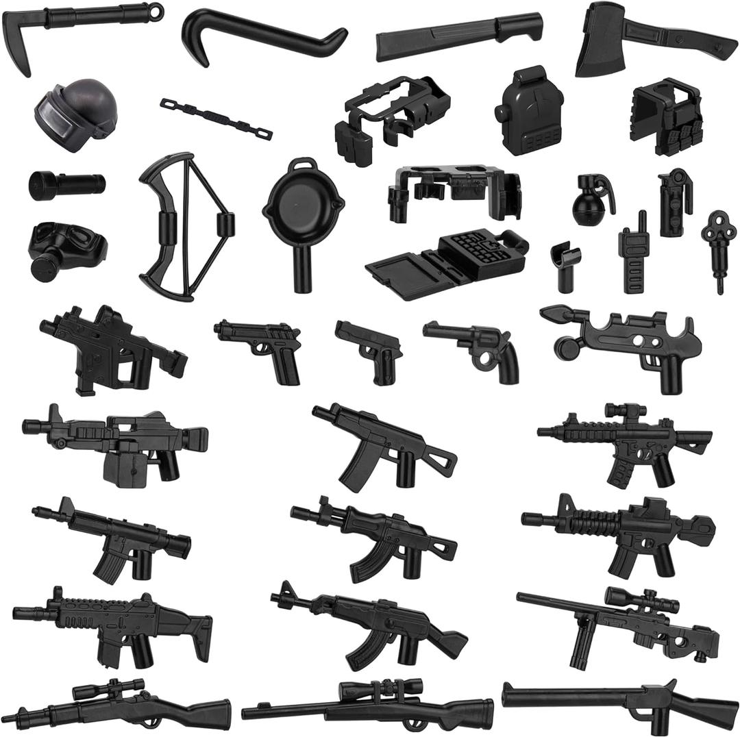 38 Pcs WW2 Military Weapons Pack Soldier Style Weapon Accessories, Army Gun Sets Toys Compatible with Classic Building Blocks for Children Age 6 to 15 Years