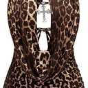 SOLY HUX Women's Leopard Halter Mini Dress Cheetah Print Deep V Neck Draped Sleeveless Ruched Bodycon Party Club Dresses