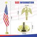 Super Tough Indoor Flagpole Kit, Metal Eagle, No Flag Gold-colored Base and Brass-finished Aluminum Fittings for Offices, Schools, Meeting Rooms and Ceremonial Spaces.