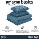 Amazon Basics Soft King Size Comforter Set, All-Season Down-Alternative 3-Piece Bedding Set, Pinch Pleat Design with Piped Edges, Dark Teal
