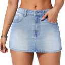Floerns Women's Casual Mini Denim Skorts Low Waist Y2k Jean Skirt Shorts (Large)