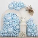 Double Pearl Blue Stuffed Balloons Different Size 115Pcs 5/10/12/18" Light Blue Balloon Arch Kit for Birthday Baby Shower Bridal Shower Engagement Ocean Under the Sea Frozen Theme Party
