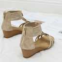 Wedge Sandals for Women Dressy Casual Summer Cute Comfy Wedges Heels Beach Sandal (8, Gold)