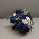 Rinlong 10.6 Inch Wedding Bouquets for Bride Navy Blue Bridal Bouquet for Wedding Artificial Flowers Silk Bouquet