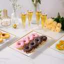 FOCUSLINE 8 PCS Plastic Serving Trays, White and Gold Rim Plastic Serving Platters, Disposable Tray for Food, Perfect for Wedding Parties