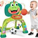 Marstone Baby Boy Toys for 1 2 3 Year Old Gifts: Toddler Basketball Hoop and Soccer Goal Activity Center Toys with Sound and Music for Kids, Girls 1-3, Interactive 1st First Birthday Present