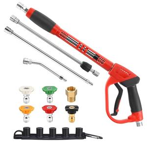 Tool Daily Pressure Washer Gun with Replacement Wand, 17 Inch Power Washer Extension Wand, 30° Curved Rod, 5 Nozzle Tips, 4000 PSI