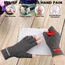2 Pairs Arthritis Gloves for Women for Pain, Compression Gloves for Carpal Tunnel Relief, Rheumatoid Osteoarthritis, Fingerless Gloves for Women and Men, Typing (Grey + Purple, Medium)