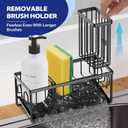 Sinnsally Kitchen Sponge Holder,Sink Caddy Organizer with Brush Holder,Stainless Steel Sink Box Dish Scrubber Holder with Self Drain Tray,Soap Dispenser Kitchen Storage Accessories(1 Tier-Black)