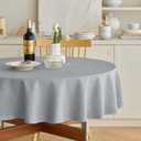 Linen Texture Round Tablecloths 60 Inch, Decorative Waterproof Farmhouse Table Cloth Anti-Scratch Soft Cover for Holiday, Banquet,Dining& Kitchen Table 60 Inch,Round (2-4 Seats), Cool Grey