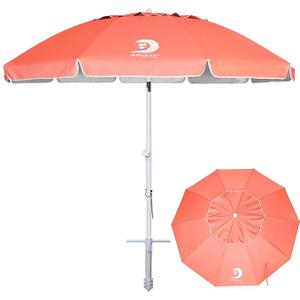 AMMSUN 8 Feet Large Beach Umbrella with Sand Anchor Heavy Duty High Wind Portable Outdoor Umbrellas UV 50+ Protection Air Vent Tilt Patio Garden Pool