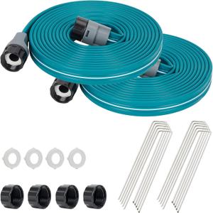 LINEX Sprinkler Soaker Hose 15 ft 2 pack for Garden Lawn Watering Hose with Stakes