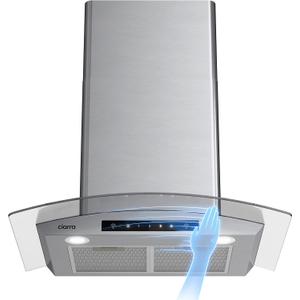 Wall Mount Range Hood 30 inch with Soft Touch Control in Stainless Steel & Tempered Glass, Stove Vent Hood for Kitchen with 3 Speed Fan, Permanent Filters, Ductless Convertible Duct, CIARRA CAS75502