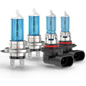 Upgraded Halogen Headlight Bulbs Compatible for Kia Forte 2017 2018 2019 2020 2021, 9005 H7 High Low Beam Halogen Headlamp Lights, Plug N Play, 6000k White Bright, 300% Brightness, 4-Pack