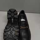 Women Loafers Platform Chunky Heel Slip On Lug Sole Casual Dressy Office Business Shoes (7.5, Black-pu)