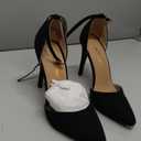 DREAM PAIRS Women's Oppointed-Lacey Pointed Toe Ankle Strap High Heel Stiletto Pumps Wedding Dress Shoes (7.5, Black/Nubuck)