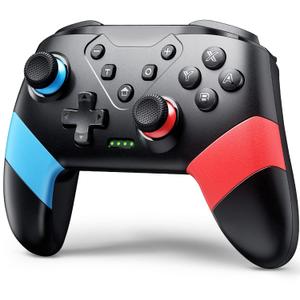VOYEE Switch Controllers Compatible with Switch/Lite/OLED, Programming Wireless Pro Controller with Motion Control, Vibration, Wake-up, Turbo, Screenshot (Red+Blue)