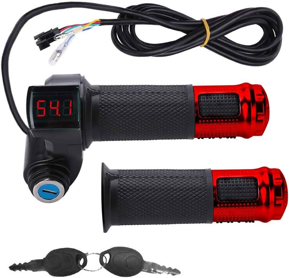 E-Bike Throttle Grip Set with LCD Voltage Display, Digital Display, 12-84V