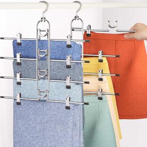 Pants Hangers With Clips, Newly Upgraded Detachable Space Saving Hangers for Skirts, Shorts & Trousers with Non slip clip,Heavy Duty Skirt Hangers - Hanging Closet Organizer And Storage,Patent Pending, 2pcs
