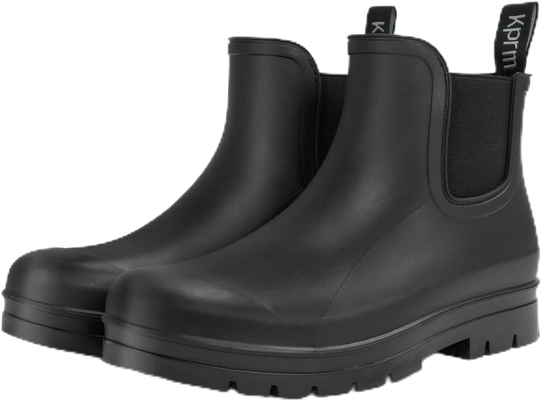 Short Rain Boots for Women Waterproof Ankle Womens Rubber Garden Rainboots for Mud Barn Gardening Yard Farm Work (9 Wide, Black)