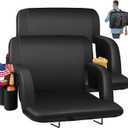 HOPERAN Stadium Seats for Bleachers with Back Support, Half-fold Portable Bleacher Chairs with Back and Cushion, 600D Waterproof Reclining Extra Wide Bleacher Seat for Outdoor Sports (25", Black 2pcs)