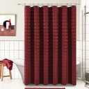 PANGSINNE 60 inch Stall Shower Curtain - Stripes Woven Heavy Duty Thick Fabric Shower Curtains for Bathroom, Weighted Hotel Spa Luxury Cloth Bath Curtain Set with 10 Hooks, 60x72, Burgundy